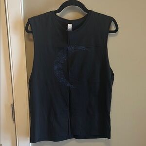 Black Sleeveless Top with Blue Moon Design